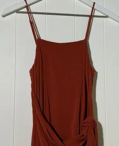 Majorelle  Dress Women's XS Spaghetti Straps Flattering Rust Red Knot Front Dress