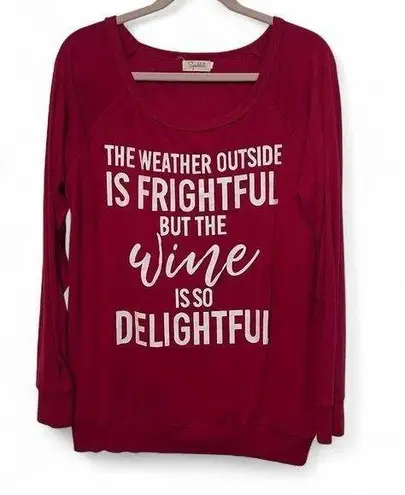 Spadehill Red Long Sleeve Christmas Wine Top Blouse Size XL