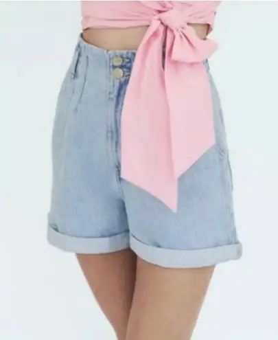 ZARA High Waist Paperbag Jean Shorts