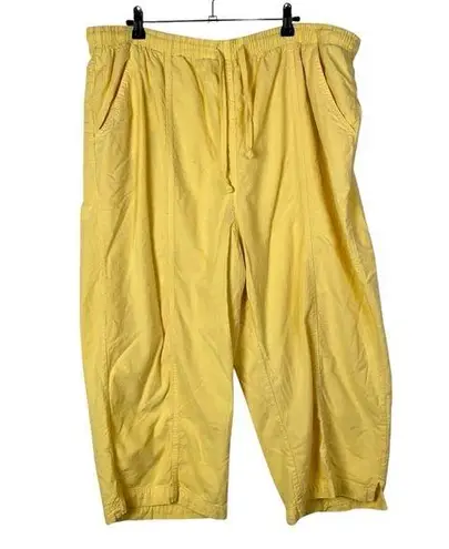 Classic Elements Yellow Tie Waist Cropped Capri Pants 24-26W