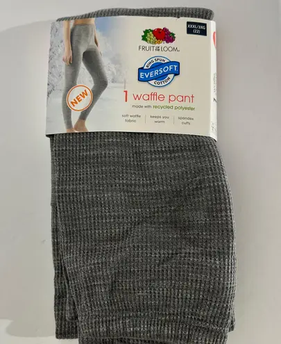 Fruit of the Loom WOMENS THERMAL PANTS SIZE XXXL 22 GRAY WAFFLE DESIGN SOFT NEW