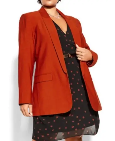 City Chic Blazer Essence Longline Jacket in Rust Orange-Red Sz 24 (XXL) NWT