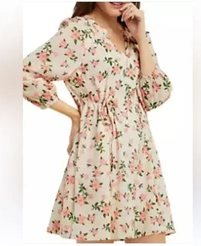 Draper James Cottage Floral Mini Dress Cream Long Sleeve Babydoll Brunch Shower