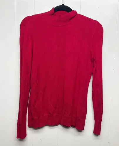 Tribal Mock Neck Pullover Red Long Sleeve Sweater Women's Size Medium