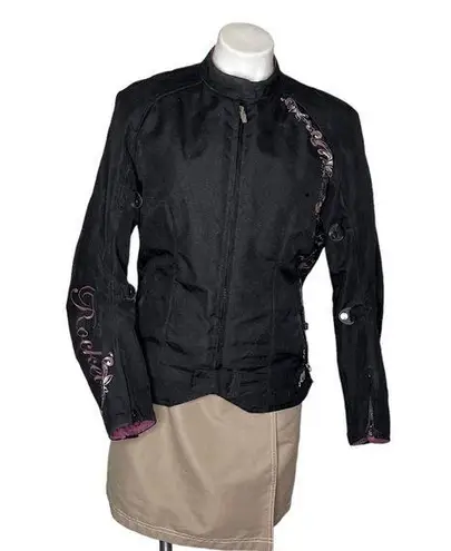 JOE ROCKET Black Riding Jacket Leguna Seca Moto Floral Design Women Size Medium