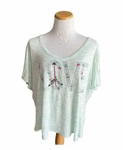 belle du jour Womens Belle De Jour Love Tribal Heathered Burnout Tee Shirt - Sz 3X