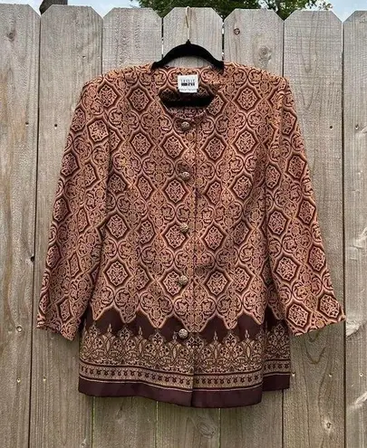 Leslie Fay Leslieā day brown boho king sleeve vintage top size 16