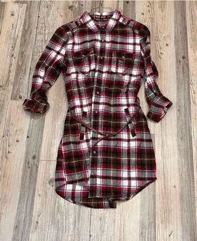 Love Tree  Womens Flannel Plaid Dress Medium with belt