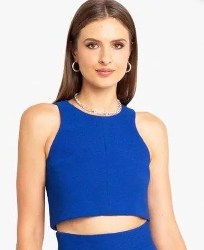 Black Halo - Elegant Blue Women's Crop Top - Size 2 Center Back Hidden Zipper