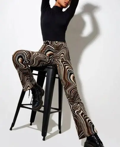 Motel Zoven Multicolor Ripple High Waist Flare Trouser In 70's Size XS