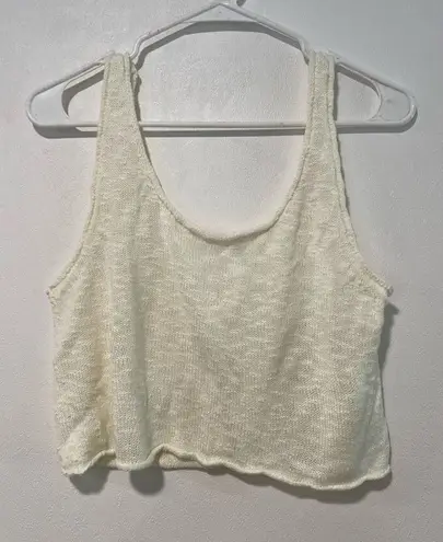 Minimalist Cream Knit Crop Tank Top | Size M | Sleeveless Soft Sweater Vest Aest Size M
