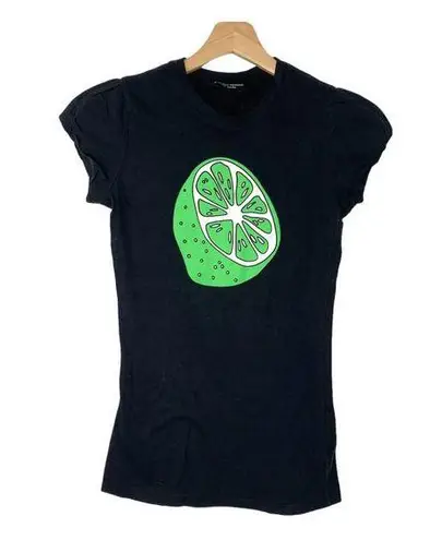 Dorothy Perkins Black T-Shirt Green Lime London Size Small