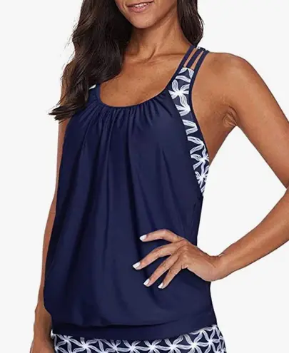 Yonique T-Back Blouson Swim brief bottom tankini set