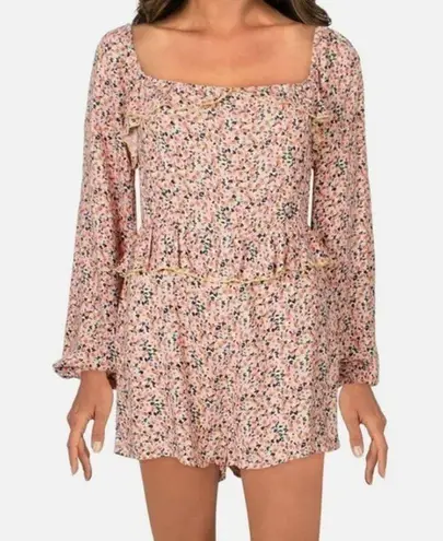 NEW Sadie & Sage Women’s Pink Floral Ruffle Romper, NEW with Tags, Size Medium