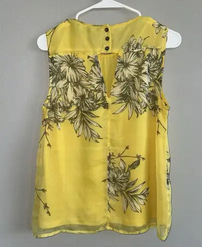 VERO MODA Woman’s Sleeveless Blouse Yellow Tropical Floral Print Size M Top
