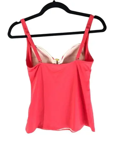 Skye Tankini Top Striped Metallic Molded Cups Pink White M Size M