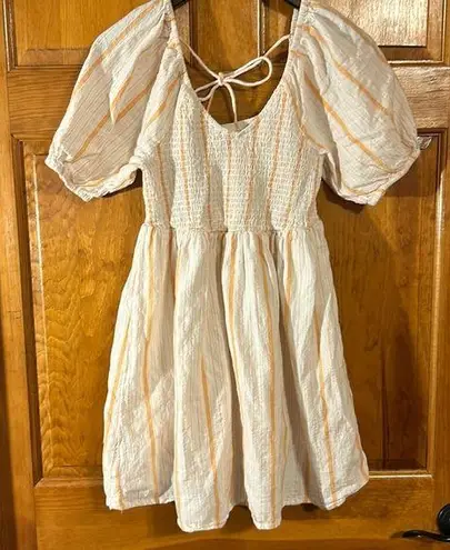 Cotton On  Poppy Puff Sleeves Baby Doll Mini Dress W/Back tie Size Med-EUC