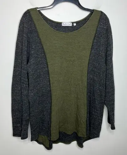 Habitat green & gray long sleeve shirt women’s size XL cozy casual boho