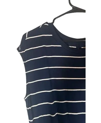 Banana Republic  Navy Blue Striped Short Sleeve Pocket Dress Women Sz S