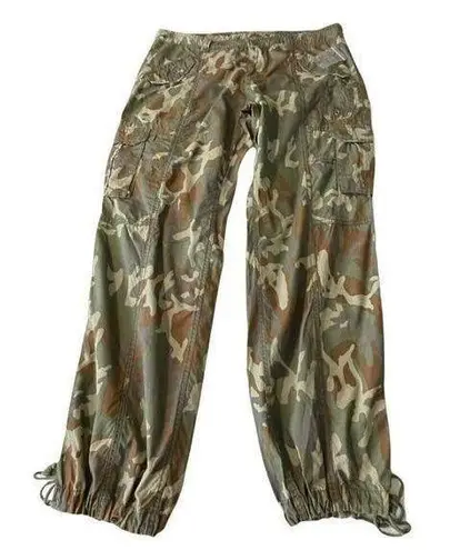 Norma Kamali  Women's Brown Camo  Cargo Jogger Drawstring Cuffs Pants Y2k Size 14