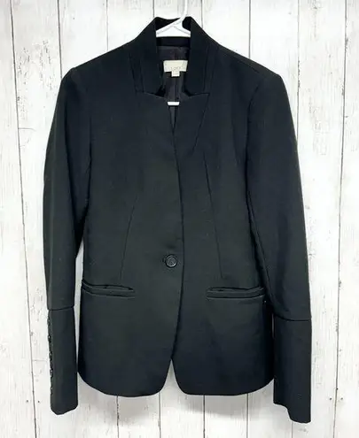 Ann Taylor Loft Women's 0 Single Button Blazer Long Sleeve Career Office Black