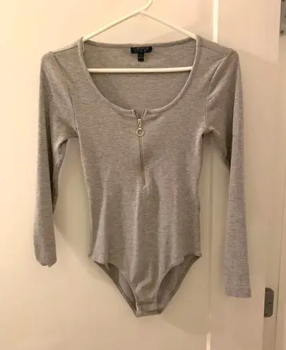 Topshop Grey Zip Up Body Suit 