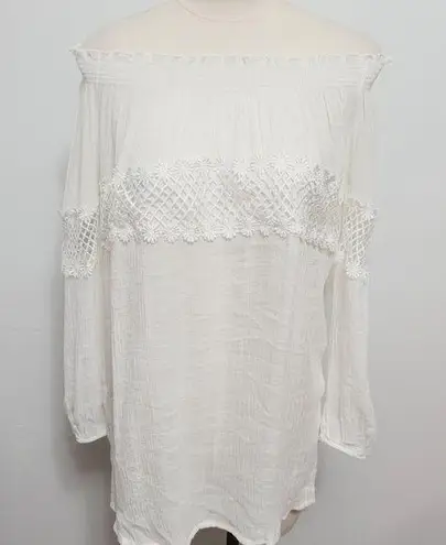 Cal Style white rayon blend guaze off shoulder blouse size medium