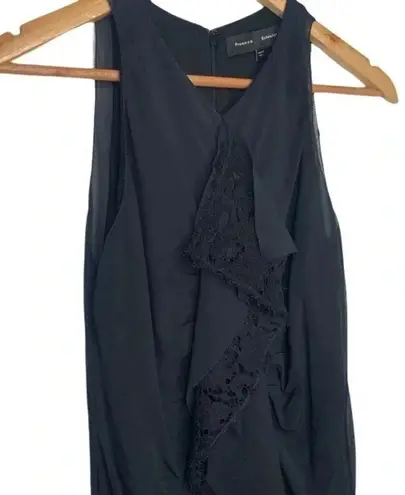 Proenza Schouler Black Sleeveless Ruched Georgette Lace Dress Size 4