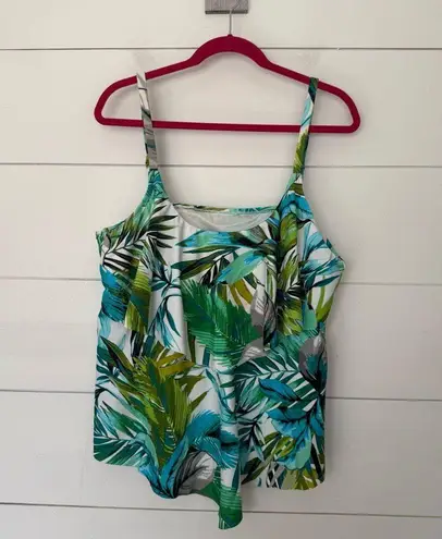 Maxine of Hollywood Women’s 20W Green White Patterned Swim Tankini