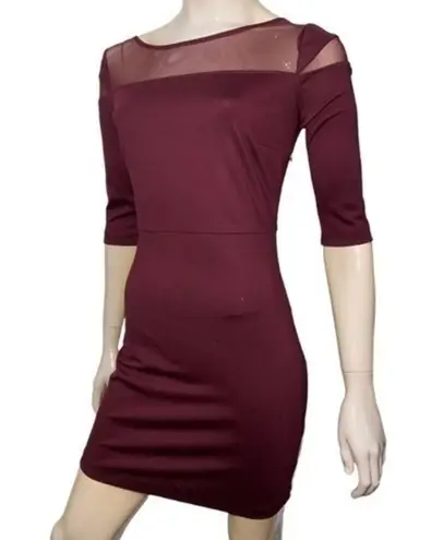 BB Dakota  Women’s Size S Burgundy Maroon Stretchy Bodycon Mesh Top Mini Dress