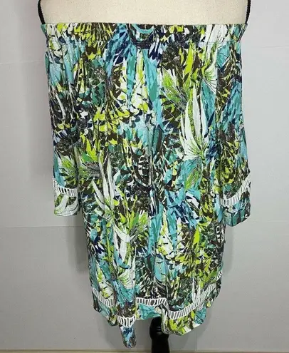 Westbound  Woman Plus Sz 2X Tropical Off Shoulder Blouse Top