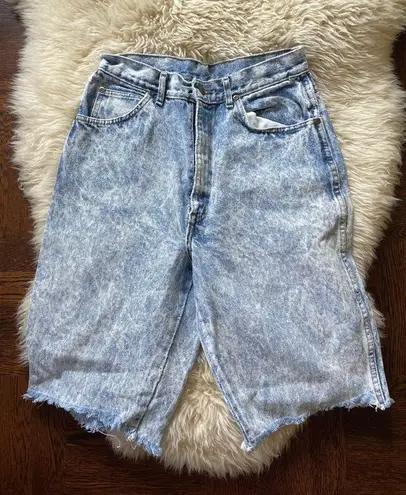 Bermuda 80s Chic Acid Washed Denim Length shorts longline denim short light wash
