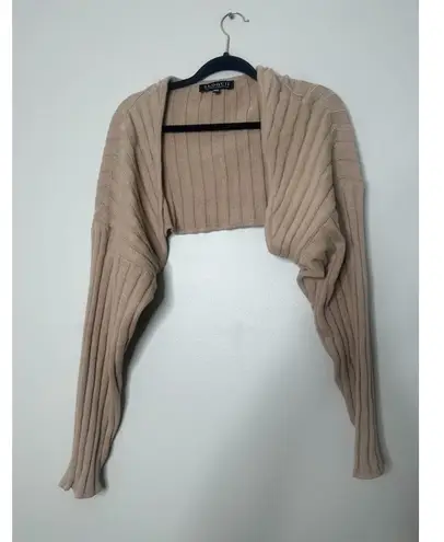 Eloquii 22/24 Sweater 2 Pc Set Ribbed Bolero Shrug Cardigan Tank Top Tan Minimal