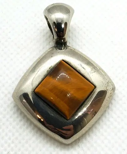 Tiger's Eye Silver Framed Pendant Silver