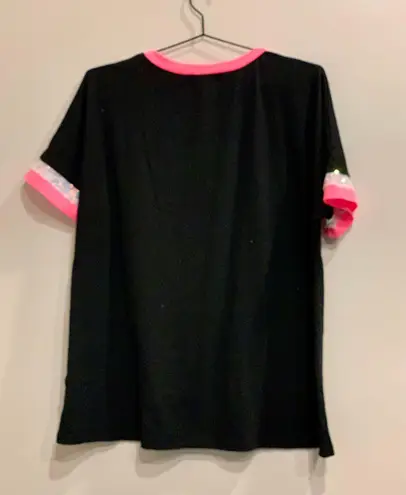 Southern Stitch Black, Pink And Sequin Tee