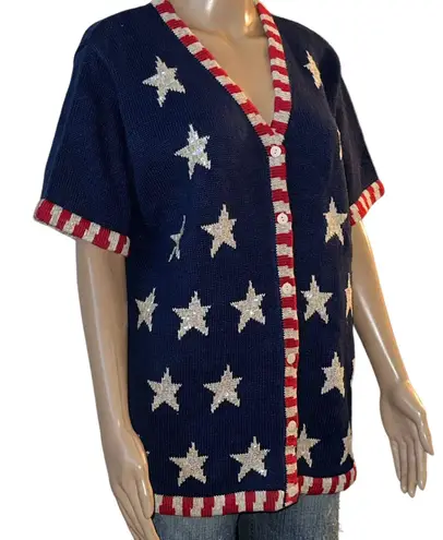 Quacker Factory Patriotic Stars And Striped Cardigan