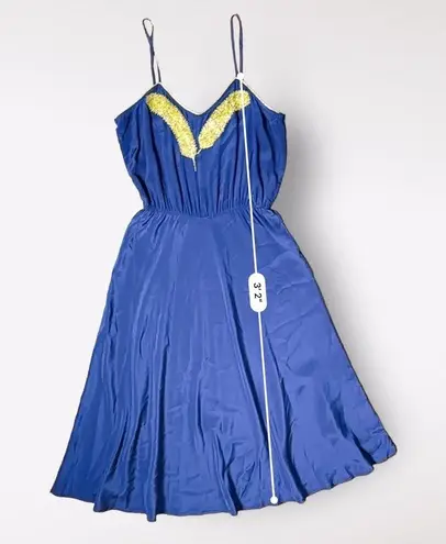 barney's new york Beyond Vintage for Barney’s New York Silk Blue and Gold Dress Size S