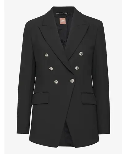 Hugo Boss New BOSS Sz 12 Jelary Black Double Breasted Blazer Jacket Business