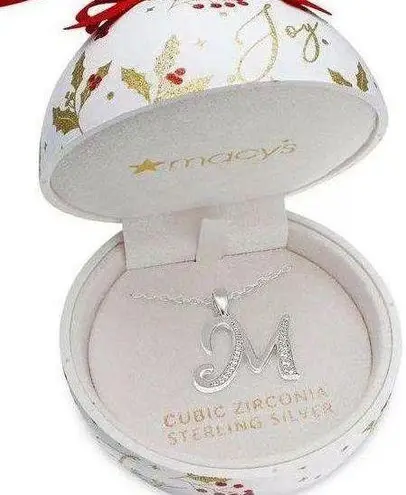 Giani Bernini M Initial Pendant Necklace in Sterling Silver NWT MSRP $100