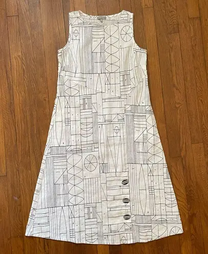 Habitat Tribal Easy Swing Linen Blend Button Detail Dress w/ Pockets Sz Small