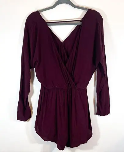 Nordstrom  ASTR Label Peek-a-Boo Lace Silk Blend Romper Cranberry Purple Size S