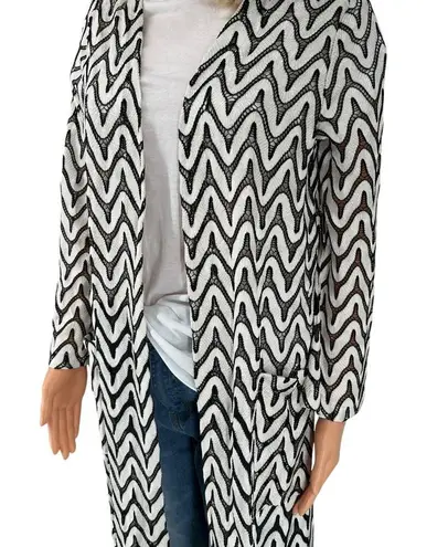 Jeff Gallano Paris Small Black and White Duster Open Cardigan Long Style