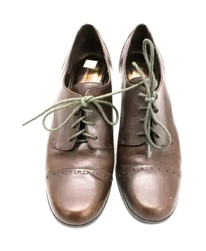 Etienne Aigner Nada Brown Leather Lace Up Cap Toe Heeled Oxford Women 10 Dress