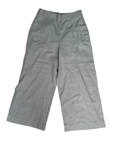 J. Crew Point Sur Gray Seaside Linen Blend Crop Wide Leg Pants Size 8T Lagenlook