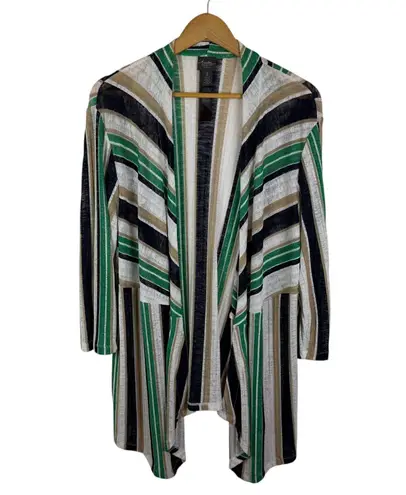 Chico's Travelers Striped Open Cardigan Size 3 XL Lightweight Sheer Boho Stretch