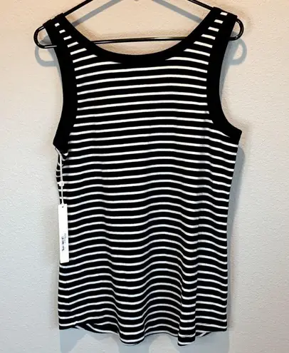 Caslon Nina Striped Scoop Neck Tank Black & White Size Large New with tags!