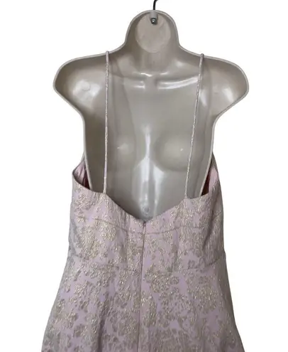 Badgley Mischka Pink Golden Hue Jaquard Spaghetti Strap Mini Dress sz 16