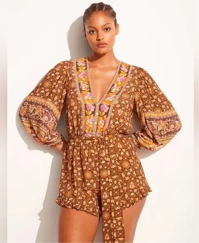 SPELL Madame peacock romper Brown