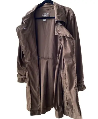 Live a Little π€ Cotton Stretch, Unlined Trench Coat/Jacket, Brown, Plus-Size 2X