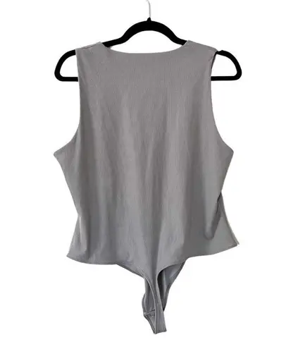 House of Harlow NWT 1960 Sleeveless Crew Neck Ribbed Taupe Bodysuit Sz XL